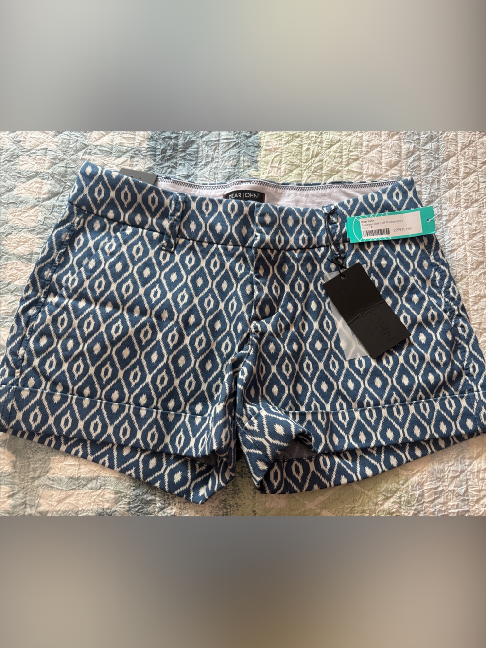 Dear John Blue and White Diamond-Print Women’s Shorts
